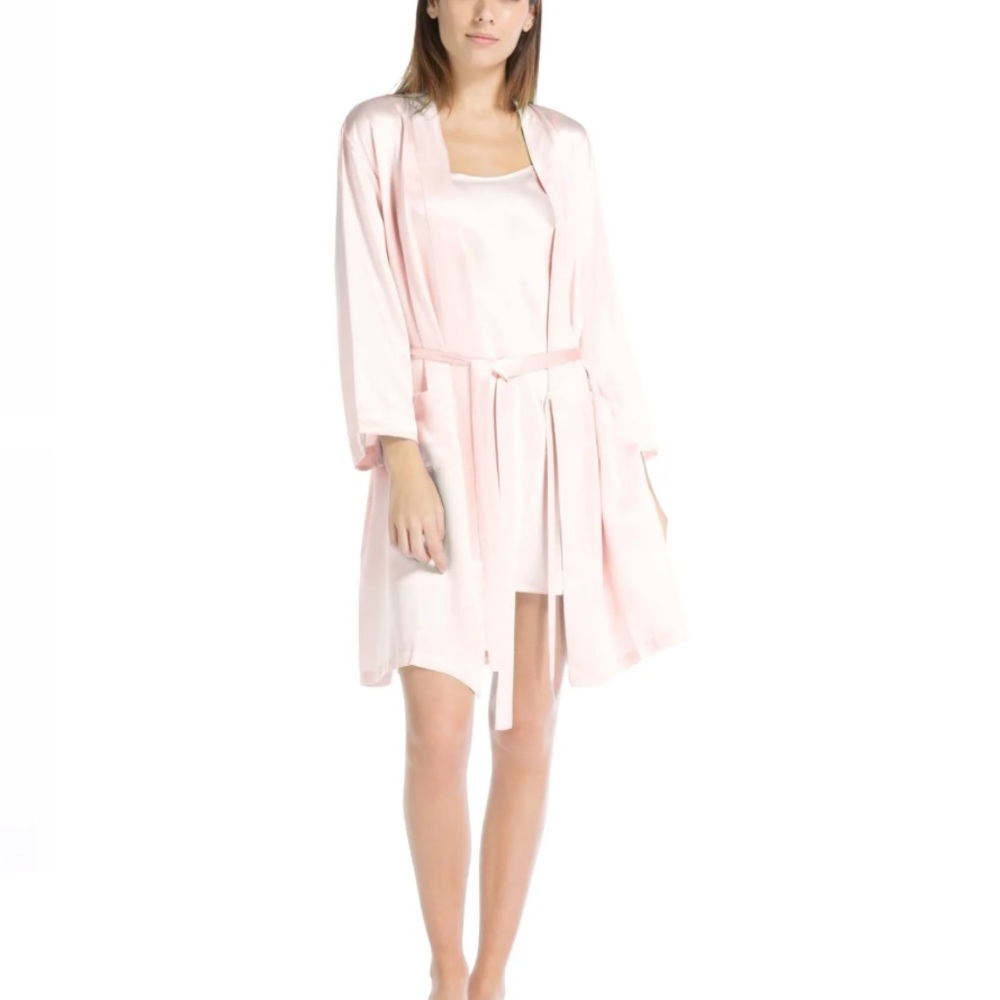 100% Pure Mulberry Pink Silk Robe